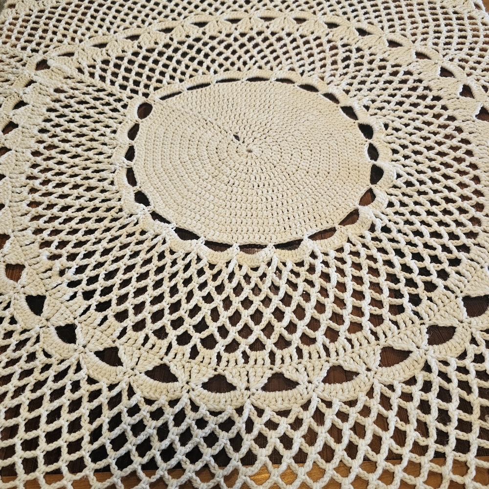 Handmade Crochet Throw Blanket in Cream